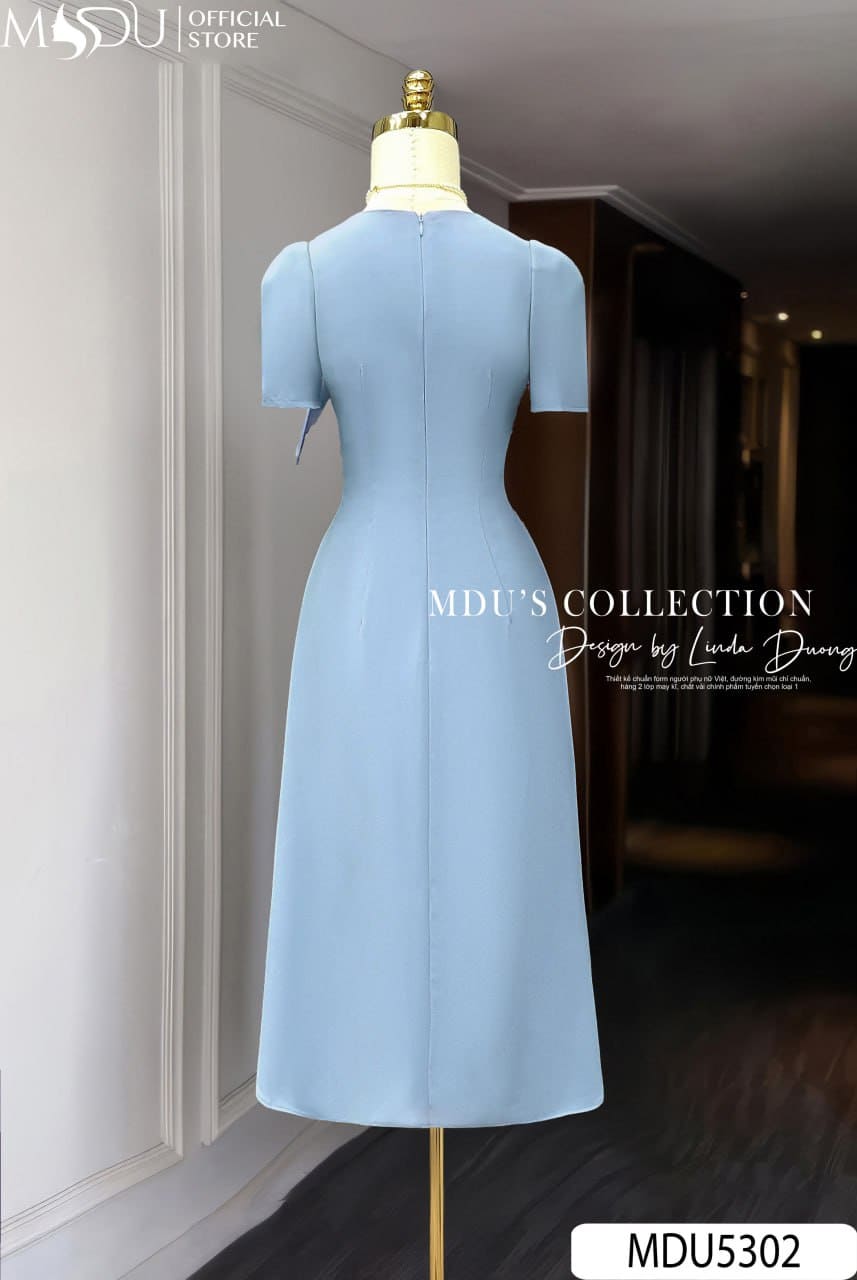 Váy Thiết Kế MDU5302 Chéo Ý Cao Cấp Màu Xanh Thanh Nhã Ngọt Ngào, Tinh Tế Và Duyên Dáng 7 Váy Thiết Kế MDU5302 Chéo Ý Cao Cấp Màu Xanh Thanh Nhã Ngọt Ngào, Tinh Tế Và Duyên Dáng - Ảnh 5