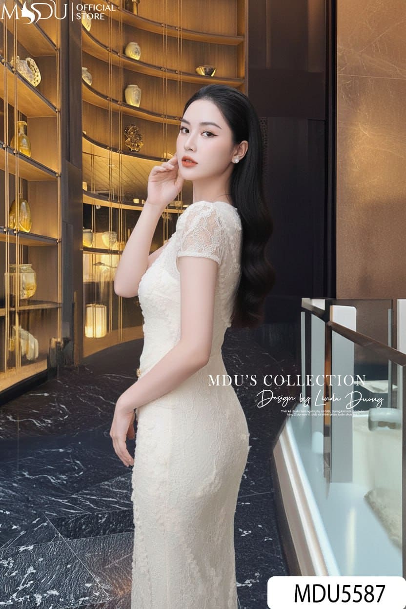 Váy Thiết Kế MDU5587 Ren Cao Cấp Màu Kem Quyến Rũ Tinh Tế, Thanh Lịch Chuẩn Khí Chất Quý Cô 5 Váy Thiết Kế MDU5587 Ren Cao Cấp Màu Kem Quyến Rũ Tinh Tế, Thanh Lịch Chuẩn Khí Chất Quý Cô - Ảnh 3
