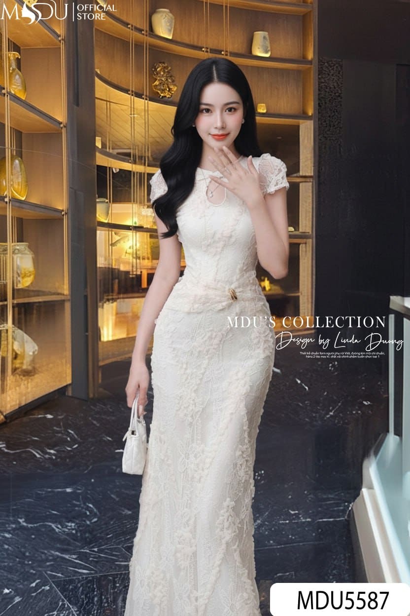 Váy Thiết Kế MDU5587 Ren Cao Cấp Màu Kem Quyến Rũ Tinh Tế, Thanh Lịch Chuẩn Khí Chất Quý Cô 4 Váy Thiết Kế MDU5587 Ren Cao Cấp Màu Kem Quyến Rũ Tinh Tế, Thanh Lịch Chuẩn Khí Chất Quý Cô - Ảnh 2