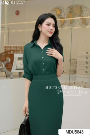 Alternative view of Set Thiết Kế MDU5648 Lụa Ngọc Trai Xanh Lá Sang Trọng, Quyến Rũ Và Thanh Lịch