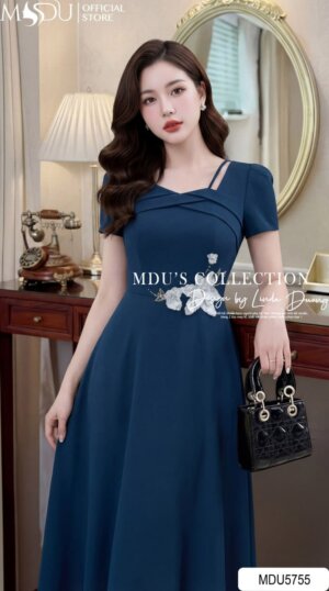 Alternative view of Váy Thiết Kế MDU5755 Gold Nhật Cao Cấp Dáng Xòe Thanh Lịch Hoa Thủ Công Tinh Tế