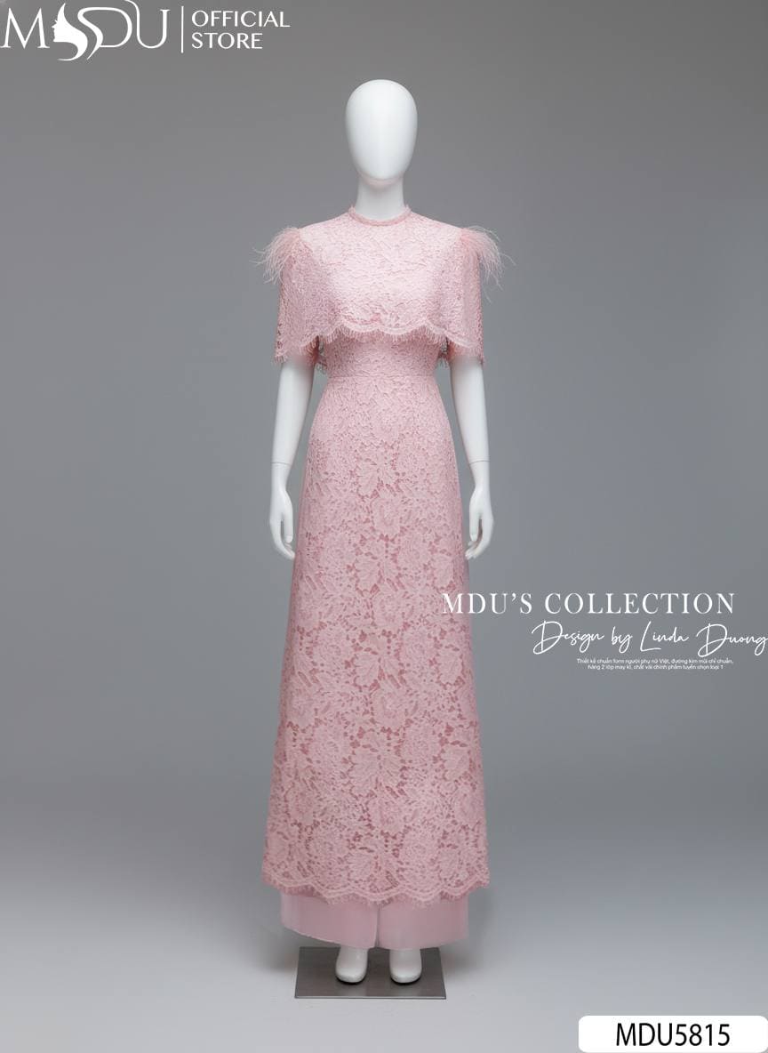 Áo Dài Thiết Kế MDU5815 Ren Nổi Phối Lưới Hồng Thanh Lịch Áo Choàng Lông Ngọc Sang Trọng 7 Áo Dài Thiết Kế MDU5815 Ren Nổi Phối Lưới Hồng Thanh Lịch Áo Choàng Lông Ngọc Sang Trọng - Ảnh 5