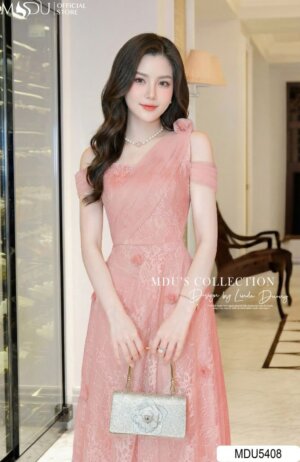 Alternative view of Váy Thiết Kế MDU5408 Ren Phối Lưới Hồng Pastel Ngọt Ngào, Thanh Tao Và Đầy Cuốn Hút