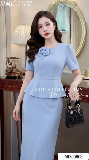 Alternative view of Váy Thiết Kế MDU5663 Xước Thái Cao Cấp Xanh Dương Thanh Lịch, Nhã Nhặn Và Quý Phái