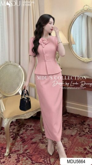 Alternative view of Váy Thiết Kế MDU5664 Xước Thái Cao Cấp Hồng Nhã Nhặn, Thanh Lịch Và Quý Phái