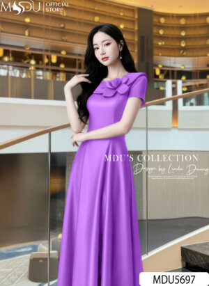 Alternative view of Váy Thiết Kế MDU5697 Lụa Twist Satin Tím Rạng Rỡ, Dịu Dàng Và Thanh Lịch