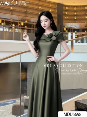 Alternative view of Váy Thiết Kế MDU5698 Lụa Twist Satin Cao Cấp Xanh Rêu Thanh Lịch, Dịu Dàng Và Tinh Tế