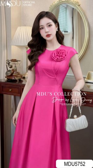 Alternative view of Váy Thiết Kế MDU5752 Lụa Twist Satin Hồng Sen Sang Trọng, Thanh Lịch Và Cuốn Hút