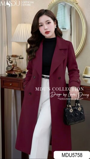 Alternative view of Áo Mangto Thiết Kế MDU5758 Đỏ Rượu Vang Sang Trọng, Thanh Lịch Và Hiện Đại