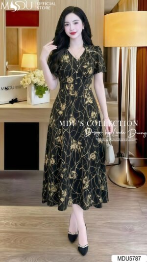 Alternative view of Váy Thiết Kế MDU5787 Đen Họa Tiết – Cá Tính Thời Thượng, Thanh Lịch Đầy Cuốn Hút