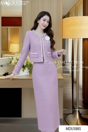 Alternative view of Set Dạ Tweed Thiết Kế MDU5885 Tím Thanh Lịch, Quý Phái Và Đầy Khí Chất
