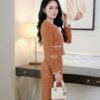 Set Dạ Tweed Thiết Kế MDU5893 Cam Thanh Lịch, Nổi Bật Và Quý Phái 11 vay thiet ke mdu5893 3 Mdu Fashion