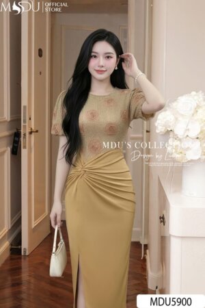 Alternative view of Váy Thiết Kế MDU5900 Ren Hoa Cao Cấp Phối Chân Váy Nâu Thanh Lịch, Nữ Tính Và Quý Phái