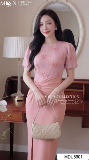 Alternative view of Váy Thiết Kế MDU5901 Ren Hoa Cao Cấp Hồng Trang Nhã, Nữ Tính Và Quý Phái