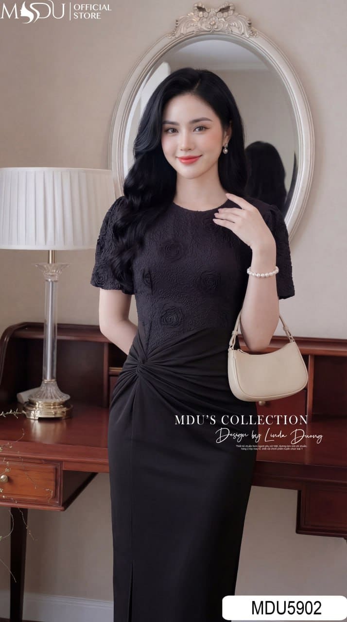 Váy Thiết Kế MDU5902 Ren Hoa Cao Cấp Phối Chân Váy Đen Sang Trọng, Thanh Lịch Và Quyến Rũ 5 Váy Thiết Kế MDU5902 Ren Hoa Cao Cấp Phối Chân Váy Đen Sang Trọng, Thanh Lịch Và Quyến Rũ - Ảnh 4