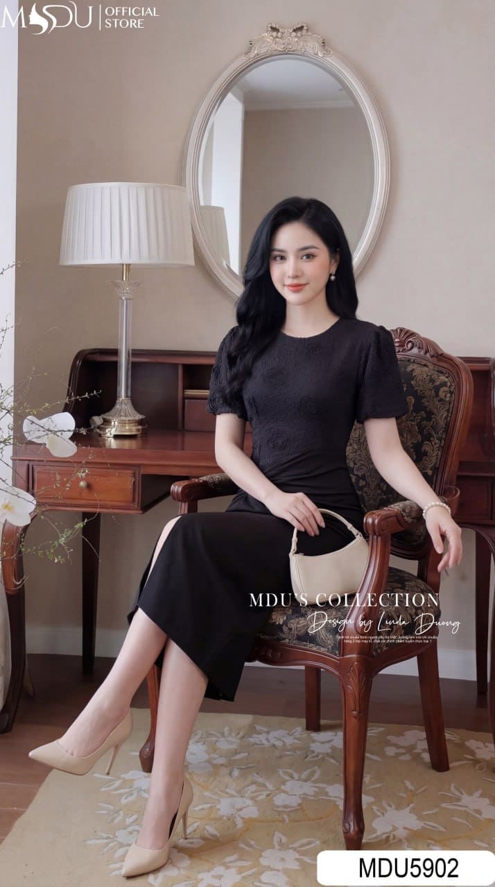 Váy Thiết Kế MDU5902 Ren Hoa Cao Cấp Phối Chân Váy Đen Sang Trọng, Thanh Lịch Và Quyến Rũ 6 Váy Thiết Kế MDU5902 Ren Hoa Cao Cấp Phối Chân Váy Đen Sang Trọng, Thanh Lịch Và Quyến Rũ - Ảnh 5