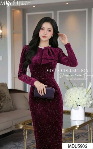 Alternative view of Váy Thiết Kế MDU5906 Tím Mận Quyền Quý Sang Trọng Kiêu Sa, Tỏa Sáng Đầy Cuốn Hút