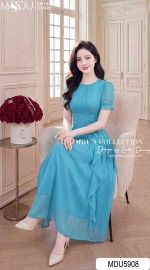 Alternative view of Váy Thiết Kế MDU5908 Xanh Lam Thanh Lịch Bay Bổng Tinh Tế, Nghệ Thuật Đầy Cuốn Hút