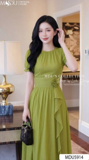 Alternative view of Váy Thiết Kế MDU5914 Xanh Cốm Thanh Lịch Tươi Mát Nhẹ Nhàng, Bay Bổng Cuốn Hút