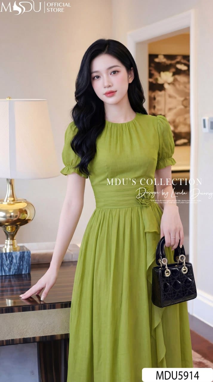 Váy Thiết Kế MDU5914 Xanh Cốm Thanh Lịch Tươi Mát Nhẹ Nhàng, Bay Bổng Cuốn Hút 6 Váy Thiết Kế MDU5914 Xanh Cốm Thanh Lịch Tươi Mát Nhẹ Nhàng, Bay Bổng Cuốn Hút - Ảnh 5