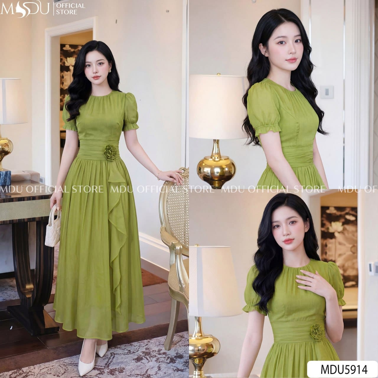 Váy Thiết Kế MDU5914 Xanh Cốm Thanh Lịch Tươi Mát Nhẹ Nhàng, Bay Bổng Cuốn Hút 7 Váy Thiết Kế MDU5914 Xanh Cốm Thanh Lịch Tươi Mát Nhẹ Nhàng, Bay Bổng Cuốn Hút - Ảnh 6