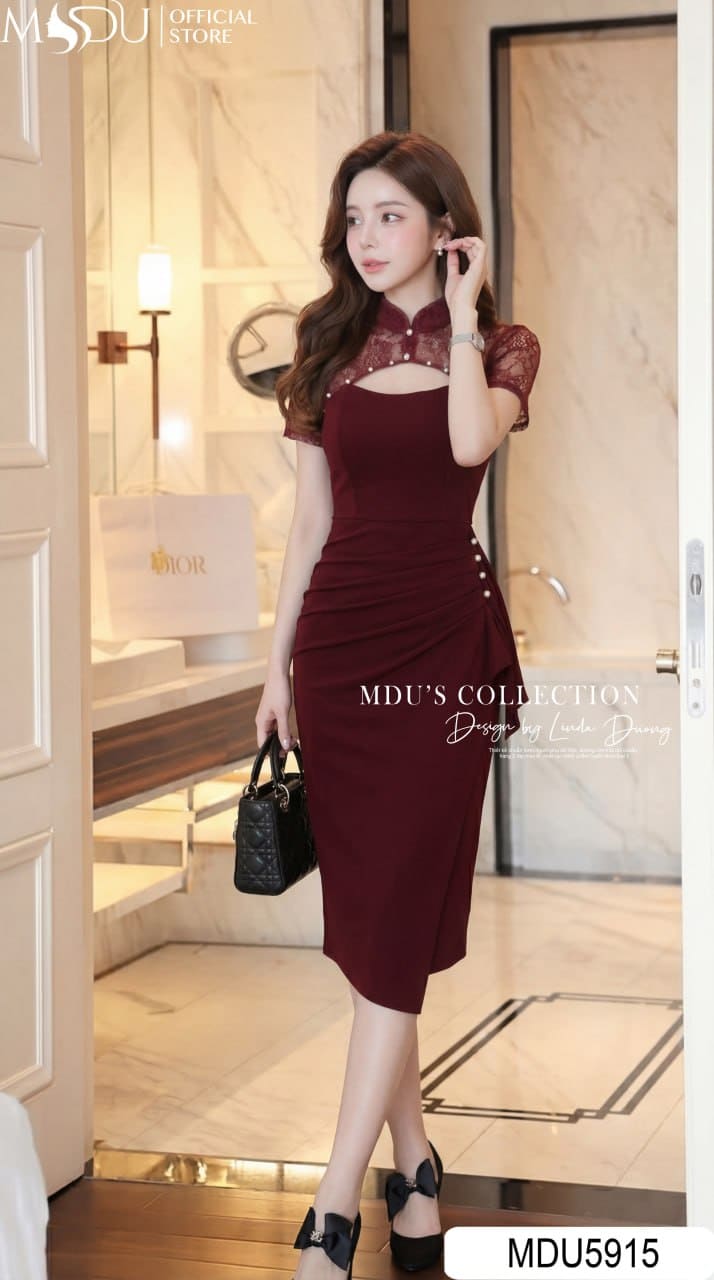 Váy Thiết Kế MDU5915 Đỏ Đô Sang Trọng Quyến Rũ Kiêu Sa, Tôn Dáng Đầy Cuốn Hút 3 Váy Thiết Kế MDU5915 Đỏ Đô Sang Trọng Quyến Rũ Kiêu Sa, Tôn Dáng Đầy Cuốn Hút - Ảnh 2