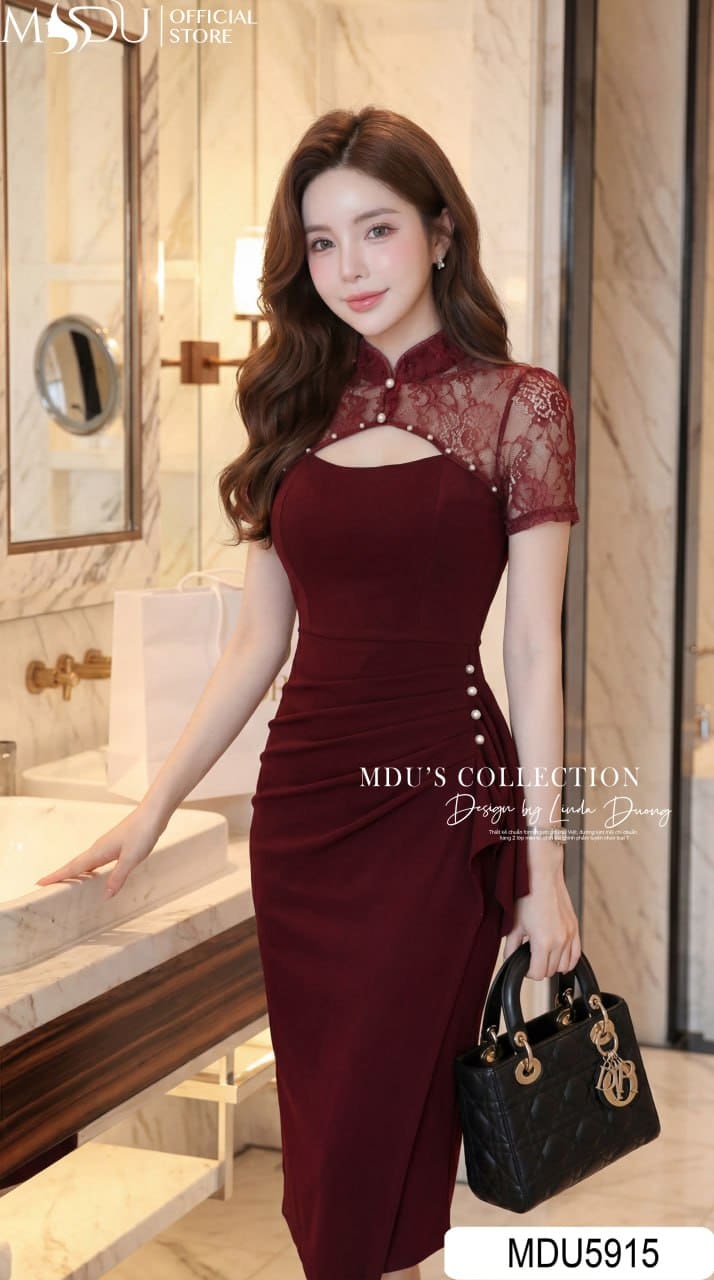 Váy Thiết Kế MDU5915 Đỏ Đô Sang Trọng Quyến Rũ Kiêu Sa, Tôn Dáng Đầy Cuốn Hút 5 Váy Thiết Kế MDU5915 Đỏ Đô Sang Trọng Quyến Rũ Kiêu Sa, Tôn Dáng Đầy Cuốn Hút - Ảnh 4