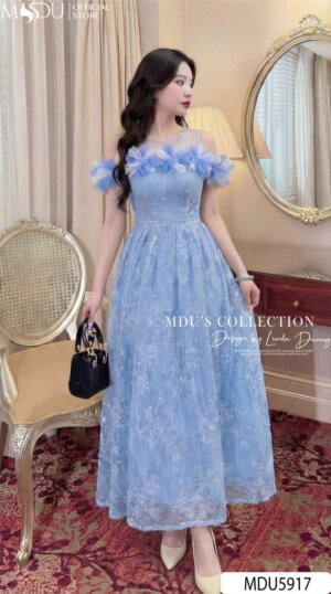 Alternative view of Váy Thiết Kế MDU5917 Xanh Dương Lấp Lánh Yêu Kiều Bay Bổng, Sang Trọng Cuốn Hút