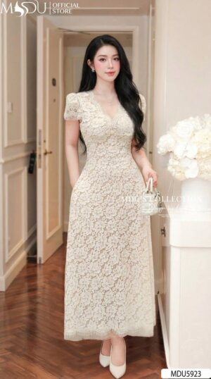 Alternative view of Váy Thiết Kế MDU5923 Kem Thanh Nhã Tinh Khiết Sang Trọng, Tôn Dáng Thanh Lịch