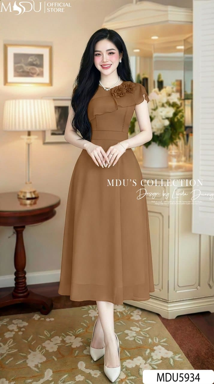 Váy Thiết Kế MDU5934 Nâu Sang Trọng Thanh Lịch Quyến Rũ, Điệu Đà Tinh Tế 4 Váy Thiết Kế MDU5934 Nâu Sang Trọng Thanh Lịch Quyến Rũ, Điệu Đà Tinh Tế - Ảnh 2