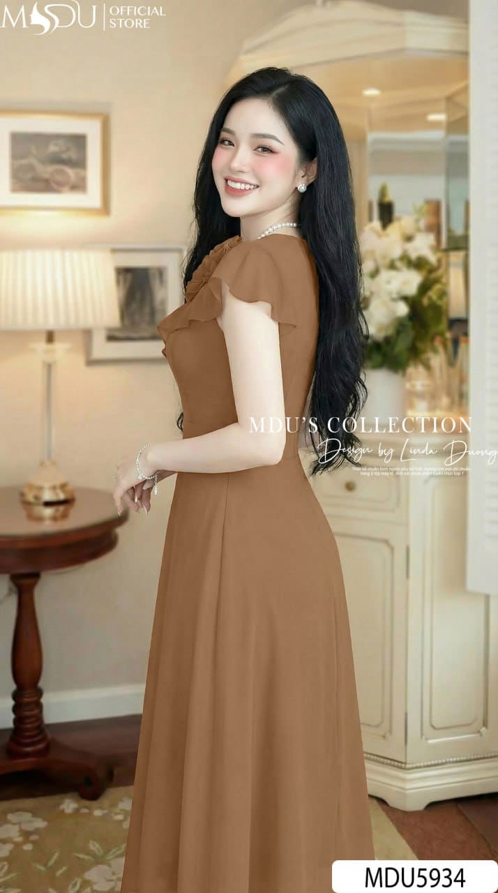 Váy Thiết Kế MDU5934 Nâu Sang Trọng Thanh Lịch Quyến Rũ, Điệu Đà Tinh Tế 8 Váy Thiết Kế MDU5934 Nâu Sang Trọng Thanh Lịch Quyến Rũ, Điệu Đà Tinh Tế - Ảnh 6