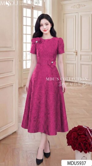 Alternative view of Váy Thiết Kế MDU5937 Hồng Sen Rực Rỡ Nổi Bật Trẻ Trung, Yêu Kiều Sang Trọng