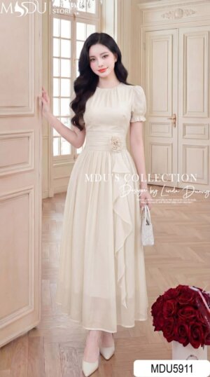 Alternative view of Váy Thiết Kế MDU5911 Kem Thanh Lịch Tinh Tế Nhẹ Nhàng, Bay Bổng Đầy Cuốn Hút