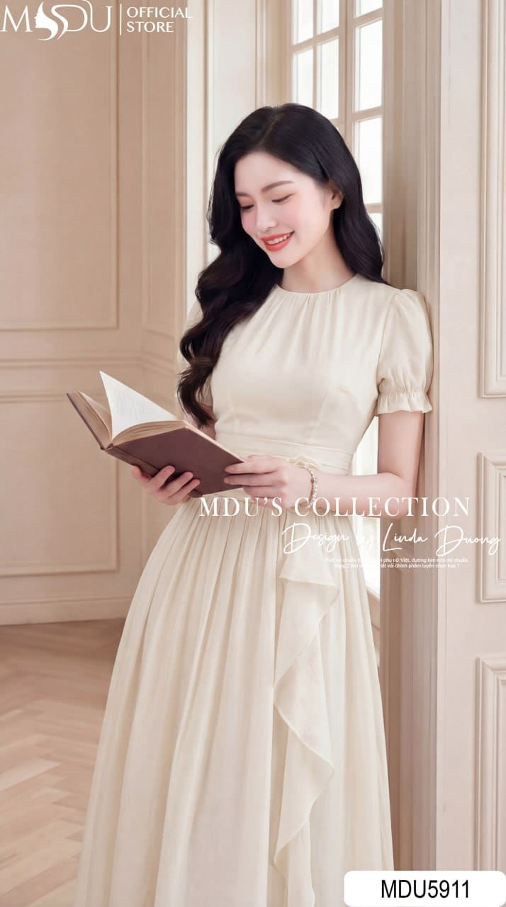 Váy Thiết Kế MDU5911 Kem Thanh Lịch Tinh Tế Nhẹ Nhàng, Bay Bổng Đầy Cuốn Hút 5 Váy Thiết Kế MDU5911 Kem Thanh Lịch Tinh Tế Nhẹ Nhàng, Bay Bổng Đầy Cuốn Hút - Ảnh 3