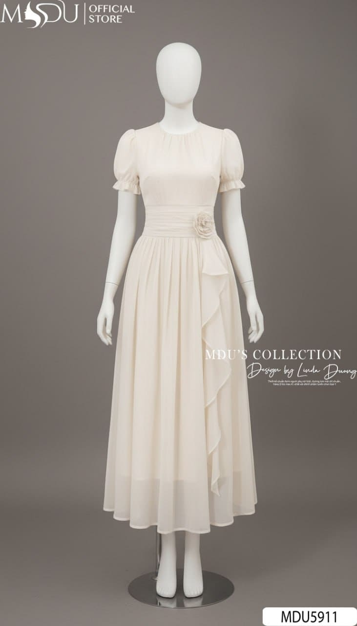 Váy Thiết Kế MDU5911 Kem Thanh Lịch Tinh Tế Nhẹ Nhàng, Bay Bổng Đầy Cuốn Hút 7 Váy Thiết Kế MDU5911 Kem Thanh Lịch Tinh Tế Nhẹ Nhàng, Bay Bổng Đầy Cuốn Hút - Ảnh 5