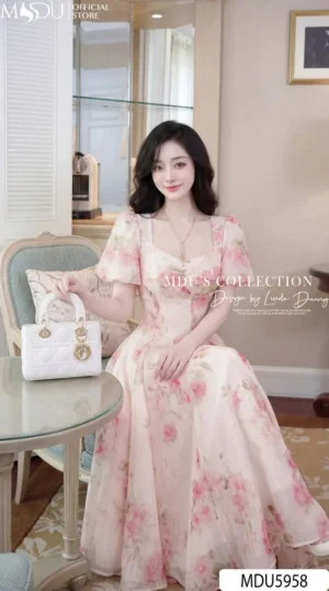 Alternative view of Váy Thiết Kế MDU5958 Hồng Hoa Hồng Rạng Rỡ, Nữ Tính Và Cuốn Hút Đầy Mê Hoặc