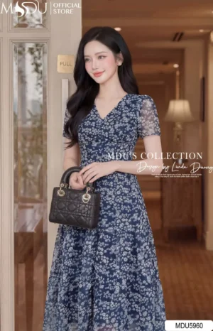 Alternative view of Váy Thiết Kế MDU5960 Xanh Than Thanh Lịch Tinh Tế Và Cuốn Hút Đầy Hiện Đại