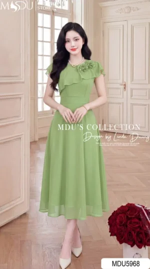 Alternative view of Váy Thiết Kế MDU5968 Xanh Lá Mạ Tươi Trẻ, Thanh Lịch Và Tràn Đầy Sức Sống