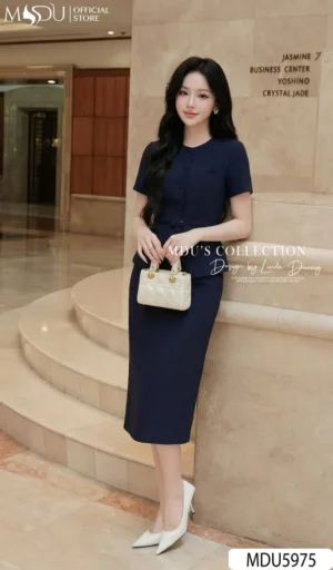 Alternative view of Váy Thiết Kế MDU5975 Mango Ý Xanh Than Thanh Lịch Tôn Dáng, Chuyên Nghiệp Và Tinh Tế