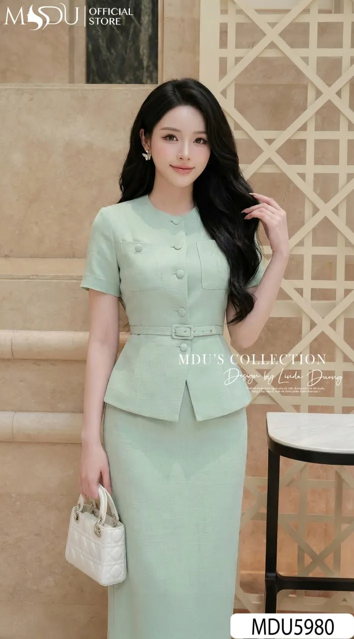 Váy Thiết Kế MDU5980 Xanh Mint Thanh Lịch Hiện Đại Và Tinh Tế Cho Quý Cô Công Sở 4 Váy Thiết Kế MDU5980 Xanh Mint Thanh Lịch Hiện Đại Và Tinh Tế Cho Quý Cô Công Sở - Ảnh 2