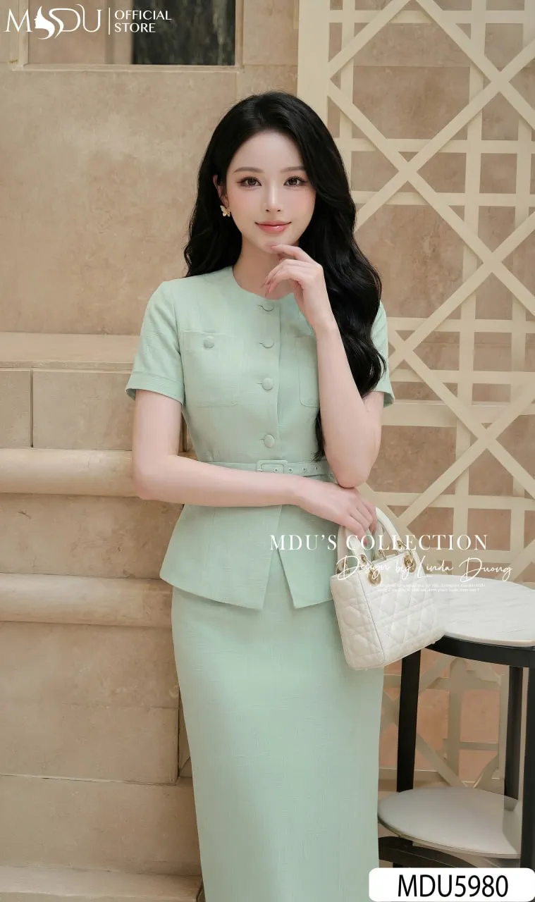 Váy Thiết Kế MDU5980 Xanh Mint Thanh Lịch Hiện Đại Và Tinh Tế Cho Quý Cô Công Sở 5 Váy Thiết Kế MDU5980 Xanh Mint Thanh Lịch Hiện Đại Và Tinh Tế Cho Quý Cô Công Sở - Ảnh 3