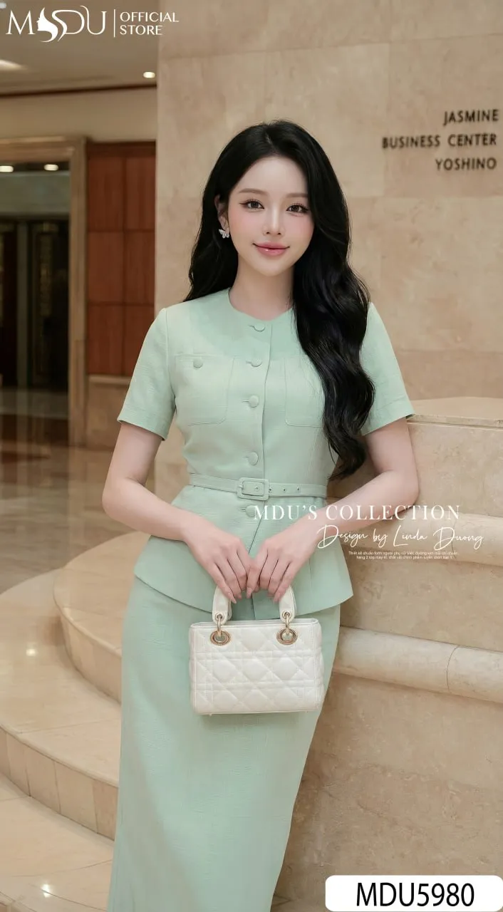 Váy Thiết Kế MDU5980 Xanh Mint Thanh Lịch Hiện Đại Và Tinh Tế Cho Quý Cô Công Sở 6 Váy Thiết Kế MDU5980 Xanh Mint Thanh Lịch Hiện Đại Và Tinh Tế Cho Quý Cô Công Sở - Ảnh 4