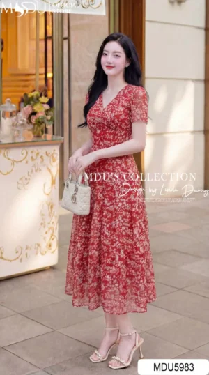 Alternative view of Váy Thiết Kế MDU5983 Sắc Đỏ Rạng Rỡ Quyến Rũ Và Thanh Lịch Đầy Cuốn Hút