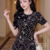 Váy Thiết Kế MDU6129 – Lụa Viscose Đen Họa Tiết, Hoa Thủ Công Đính Cổ Sang Trọng 11 1 3 copy Mdu Fashion