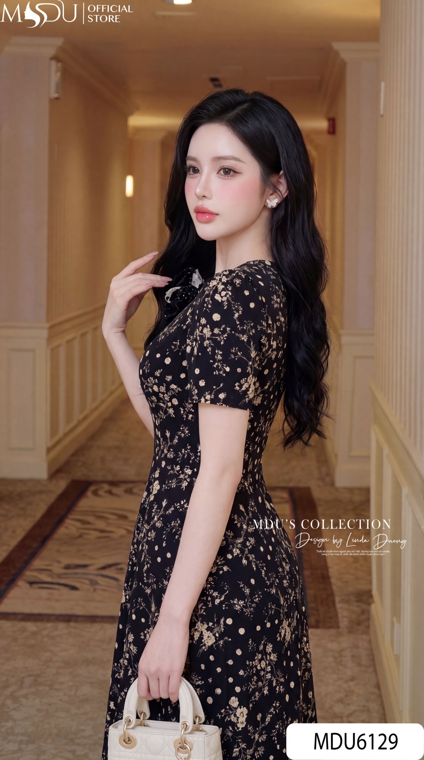 Váy Thiết Kế MDU6129 – Lụa Viscose Đen Họa Tiết, Hoa Thủ Công Đính Cổ Sang Trọng 7 Váy Thiết Kế MDU6129 – Lụa Viscose Đen Họa Tiết, Hoa Thủ Công Đính Cổ Sang Trọng - Ảnh 5
