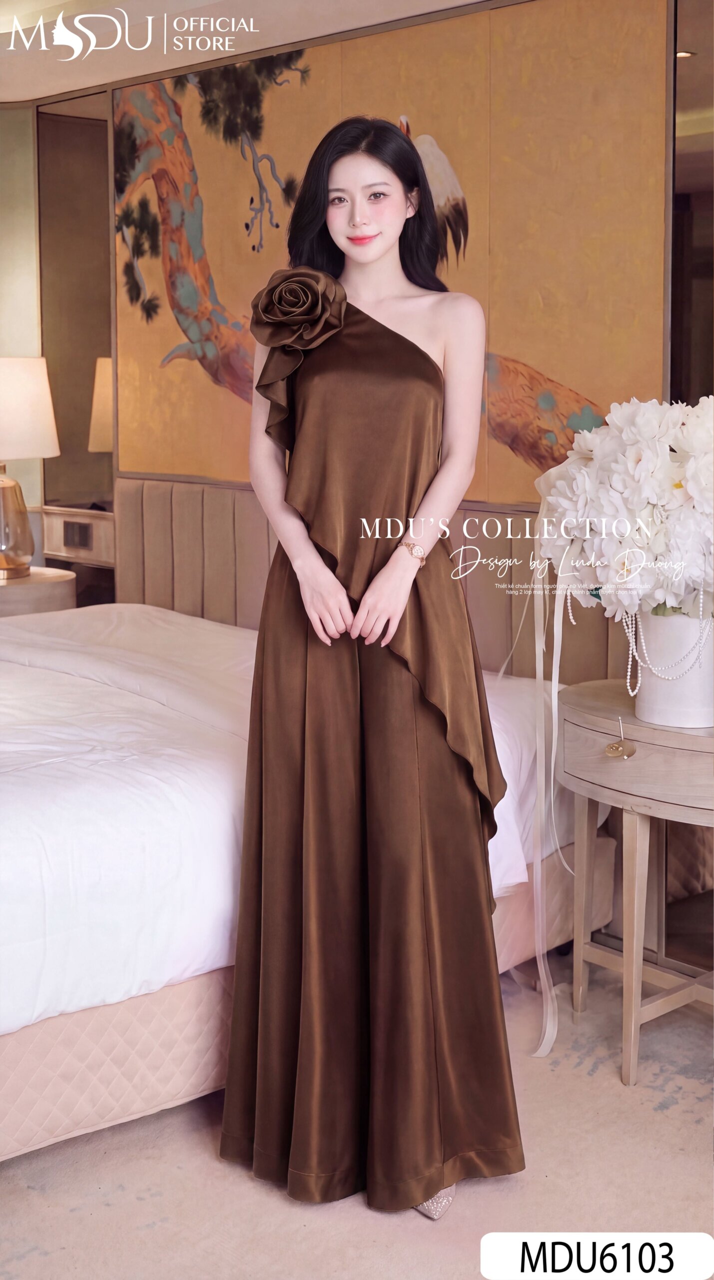 Set Thiết Kế MDU6103 – Lụa Ngọc Trai Nâu Chocolate, Áo Lệch Vai Phối Quần Dài Sang Trọng 4 Set Thiết Kế MDU6103 – Lụa Ngọc Trai Nâu Chocolate, Áo Lệch Vai Phối Quần Dài Sang Trọng - Ảnh 4