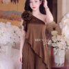 Set Thiết Kế MDU6103 – Lụa Ngọc Trai Nâu Chocolate, Áo Lệch Vai Phối Quần Dài Sang Trọng 9 3 5 Mdu Fashion