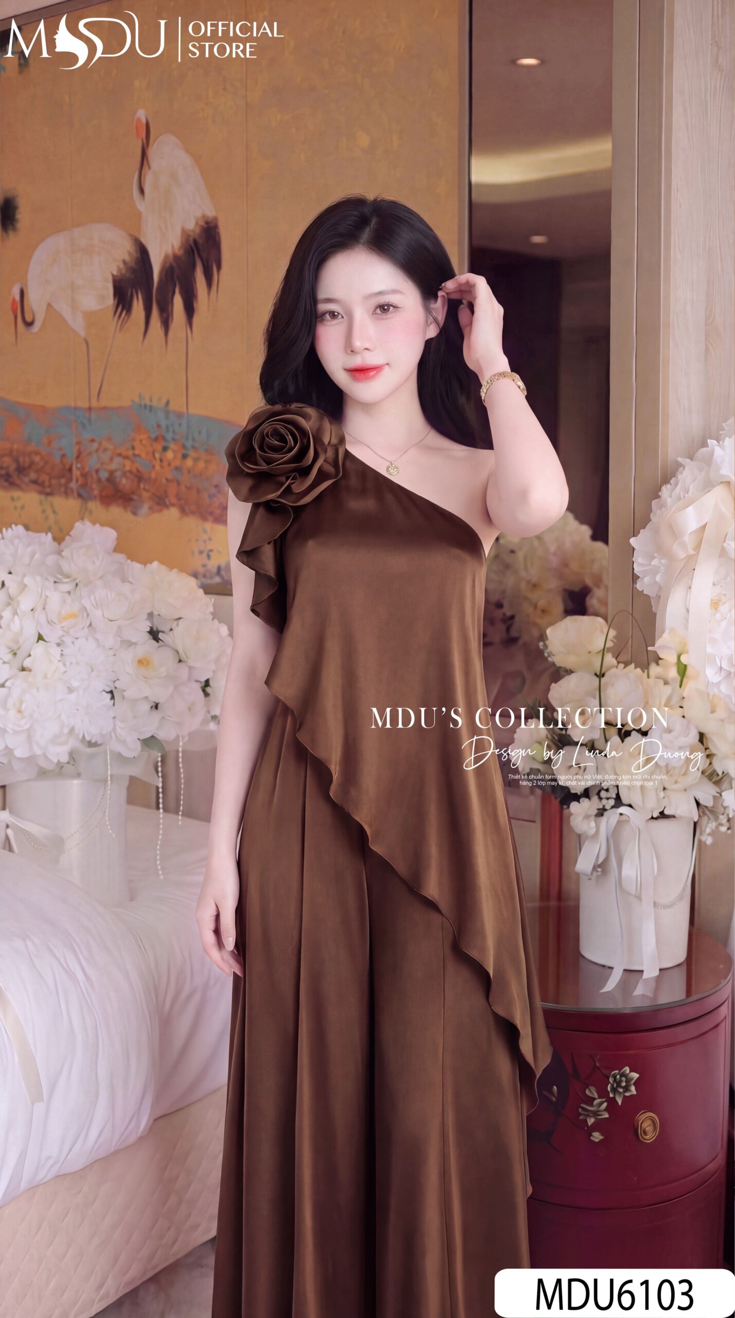 Set Thiết Kế MDU6103 – Lụa Ngọc Trai Nâu Chocolate, Áo Lệch Vai Phối Quần Dài Sang Trọng 25 Set Thiết Kế MDU6103 – Lụa Ngọc Trai Nâu Chocolate, Áo Lệch Vai Phối Quần Dài Sang Trọng