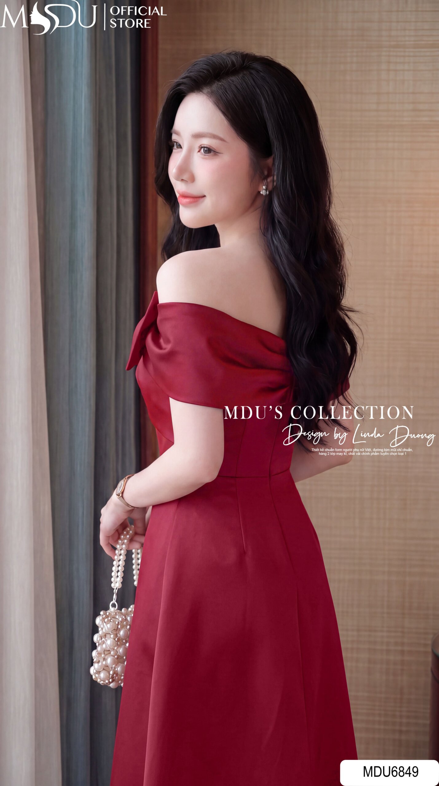 VÁY THIẾT KẾ MDU6849 – LỤA TWIST SATIN ĐỎ RƯỢU VANG TRỄ VAI ĐÍNH NƠ QUYẾN RŨ 6 VÁY THIẾT KẾ MDU6849 – LỤA TWIST SATIN ĐỎ RƯỢU VANG TRỄ VAI ĐÍNH NƠ QUYẾN RŨ - Ảnh 5