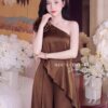 Set Thiết Kế MDU6103 – Lụa Ngọc Trai Nâu Chocolate, Áo Lệch Vai Phối Quần Dài Sang Trọng 8 5 7 Mdu Fashion
